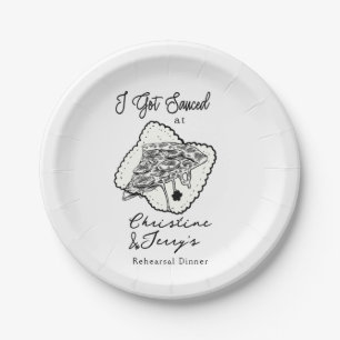 Love & Pizza    Casual Rehearsal Dinner Paper Plate