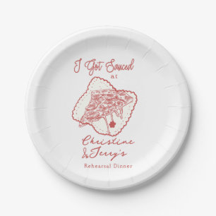 Love & Pizza    Casual Rehearsal Dinner Paper Plate