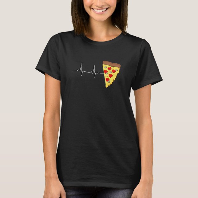 Love Pizza Ekg Heart Beat Pepperoni Valentines Men T-Shirt (Front)