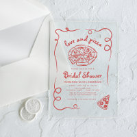 Love & Pizza Italian Hand Drawn Red Bridal Shower