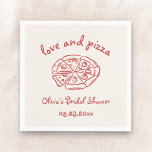 Love & Pizza Italian Hand Drawn Red Bridal Shower Napkin<br><div class="desc">Charming hand-drawn Italian-inspired red bridal shower napkins featuring playful "Love & Pizza" designs. Perfect for celebrating the bride with warmth,  whimsy,  and a slice of fun!</div>
