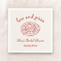 Love & Pizza Italian Hand Drawn Red Bridal Shower