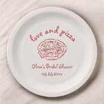 Love & Pizza Italian Hand Drawn Red Bridal Shower Paper Plate<br><div class="desc">Charming hand-drawn Italian-inspired red bridal shower plates featuring playful "Love & Pizza" designs. Perfect for celebrating the bride with warmth,  whimsy,  and a slice of fun!</div>
