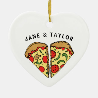 Love Pizza Personalised Ceramic Tree Decoration