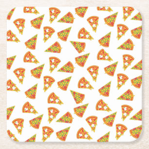 Love Pizza Square Paper Coaster