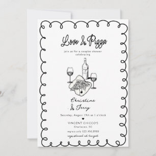Love & Pizza   Whimsical  Couples Shower Invitation