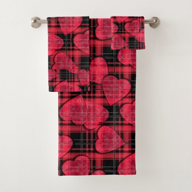 Love plaid bath towel set (Insitu)