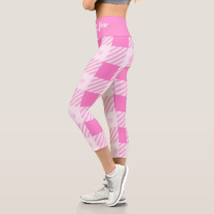 Love Plaid Modern Pink Collection Capri Leggings