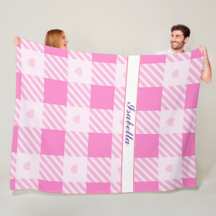 Love Plaid Modern Pink Collection Fleece Blanket