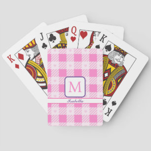 Love Plaid Modern Pink Collection Playing Cards