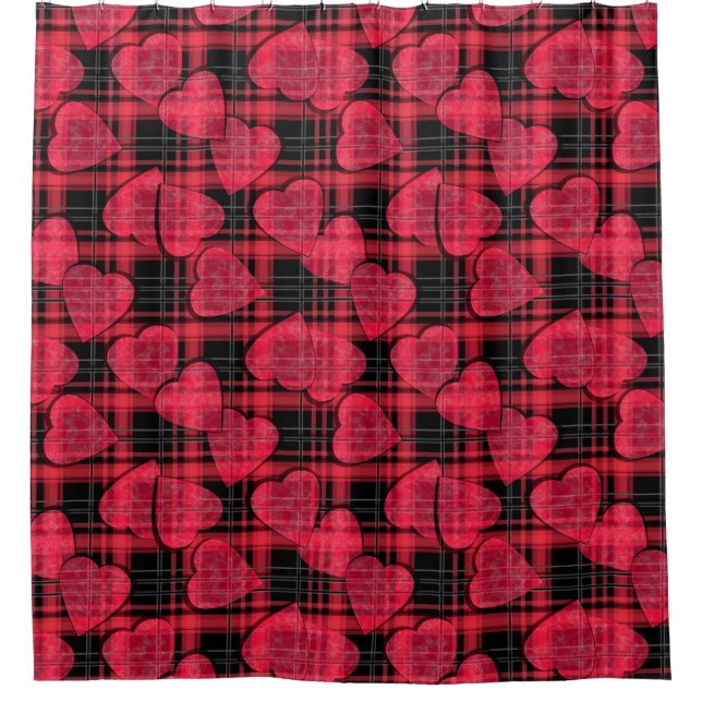 Love plaid shower curtain (Front)