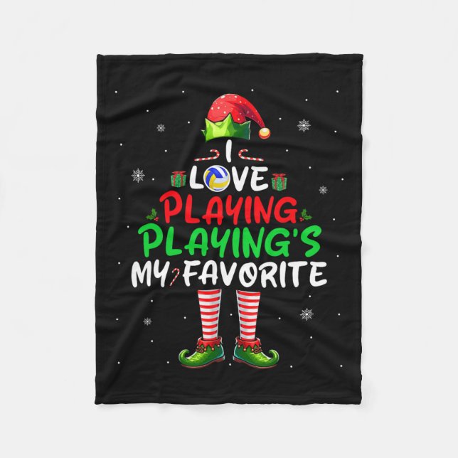 Love Playing Playing's My Favourite Xmas Volleybal Fleece Blanket (Front)