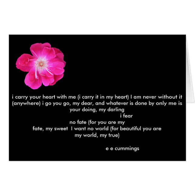Love poem by e e commings with pink rose (Front Horizontal)