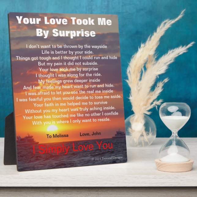 Love Poem Cape May Sunset Ships Passing EASEL Plaque (Side)