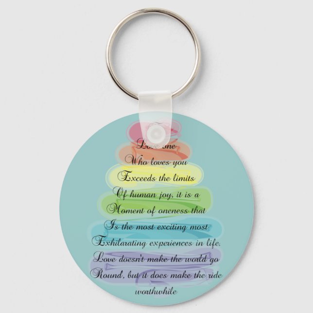 "Love" Poem Gifts Artsy Tree Design Key Ring (Front)