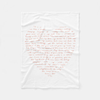 Love Poem in Shape of Heart Fleece Blanket