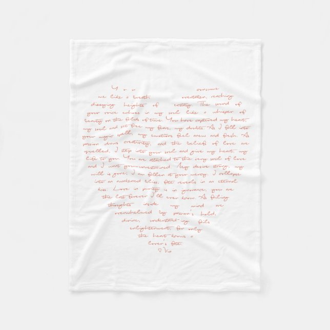 Love Poem in Shape of Heart Fleece Blanket (Front)