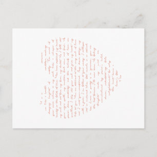 Love Poem in Shape of Heart Postcard