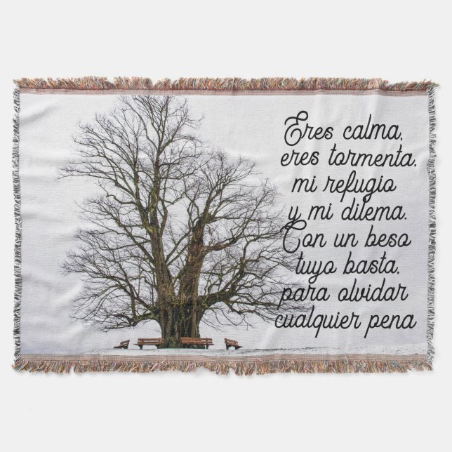 Love poem in spanish throw blanket (Front)