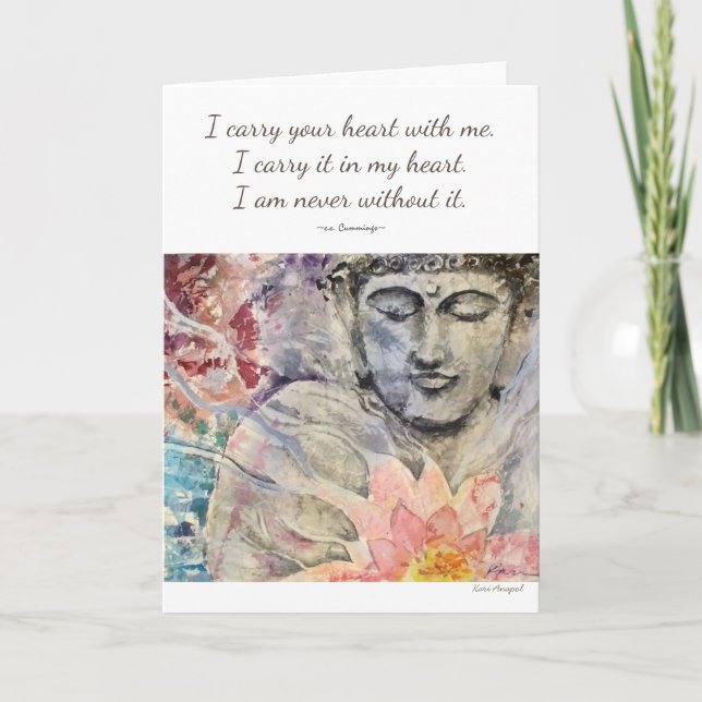 Love Poetry Buddha Watercolor Art Greeting Card (Front)