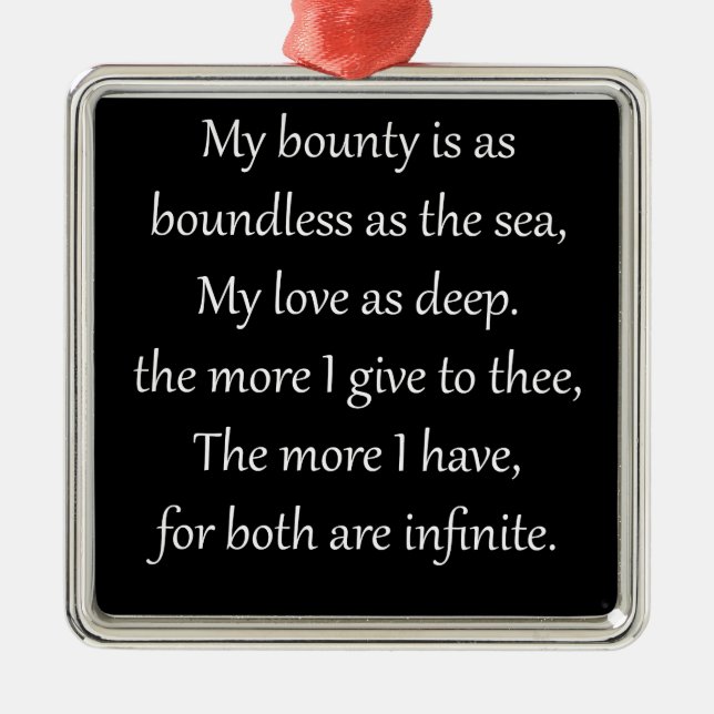 Love Poetry from Romeo & Juliet Metal Tree Decoration (Front)