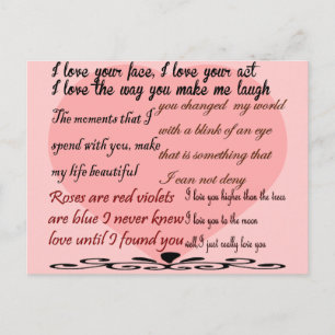 love poetry,love poems postcard