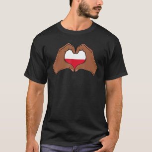 Love Poland Flag Heart Polish Roots Heritage T-Shirt