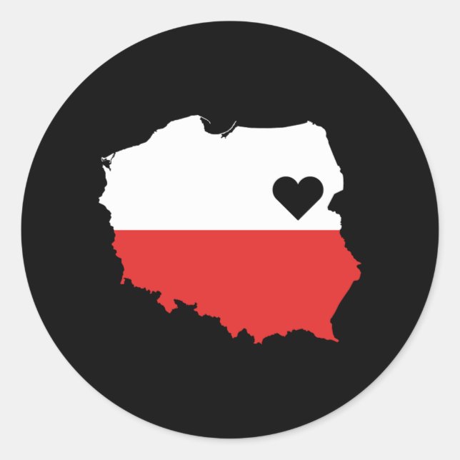 Love Poland Gift Polish Pride Heart Classic Round Sticker (Front)