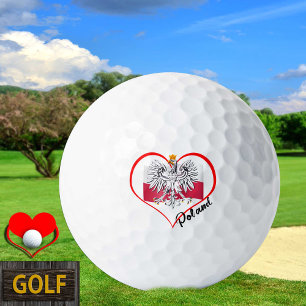 Love Poland Golf Balls, Polish flag, Heart Golf Balls