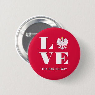 Love Poland Polish Polska White Eagle Custom Text 6 Cm Round Badge