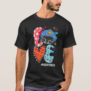 LOVE Police Officer Life Leopard Heart Valentine's T-Shirt