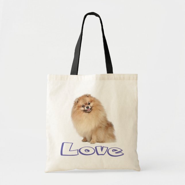 Love Pomeranian Puppy Dog Tote Bag (Front)