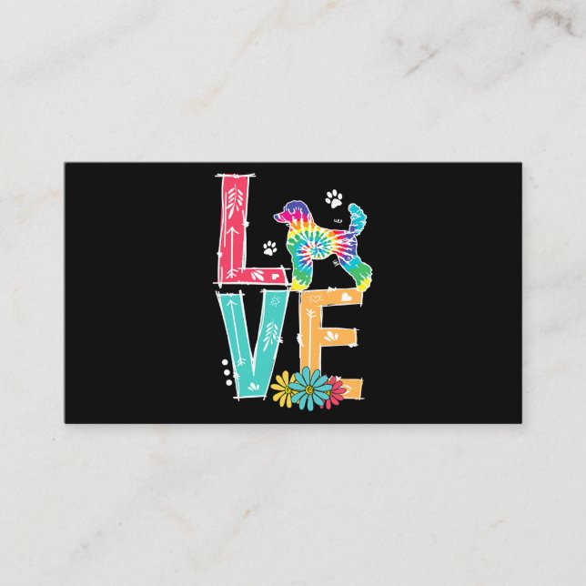 Love Poodle Tie Dye Rainbow Poodle Lover Business Card (Front)