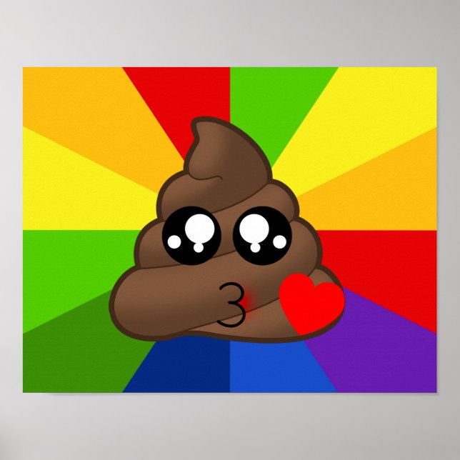 Love Poop Emoji Rainbow Burst Poster (Front)