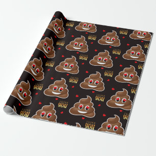 Love poop emoji Valentine's day wrapping paper