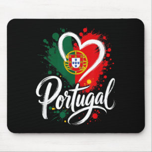 Love Portugal Vacation Travel Heart Flag Souvenir Mouse Mat