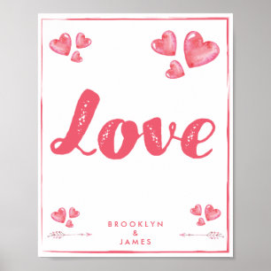 Love Poster With Hearts Personalized Matte 8x10
