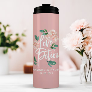 Love Potion Blush Pink Floral Personalised Wedding Thermal Tumbler