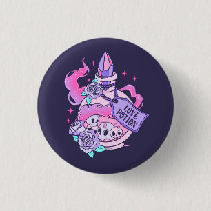 Love Potion Cute Pink Halloween Potion Bottle 3 Cm Round Badge