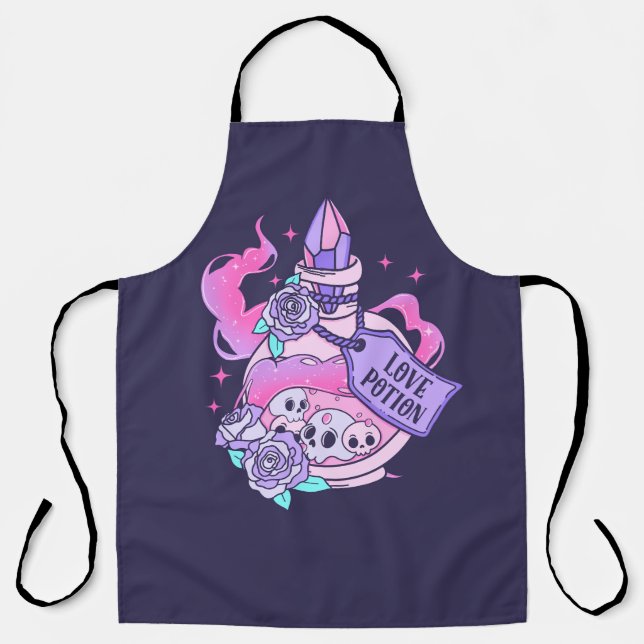 Love Potion Cute Pink Halloween Potion Bottle Apron (Front)