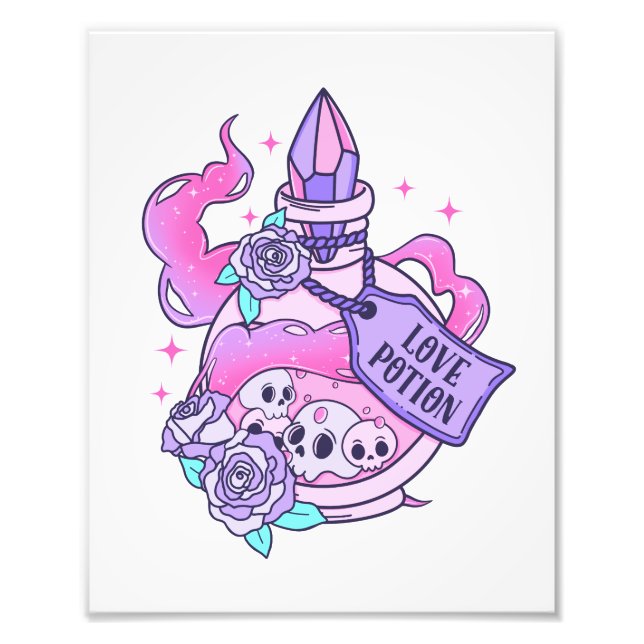 Love Potion Cute Pink Halloween Potion Bottle Photo Print (Front)