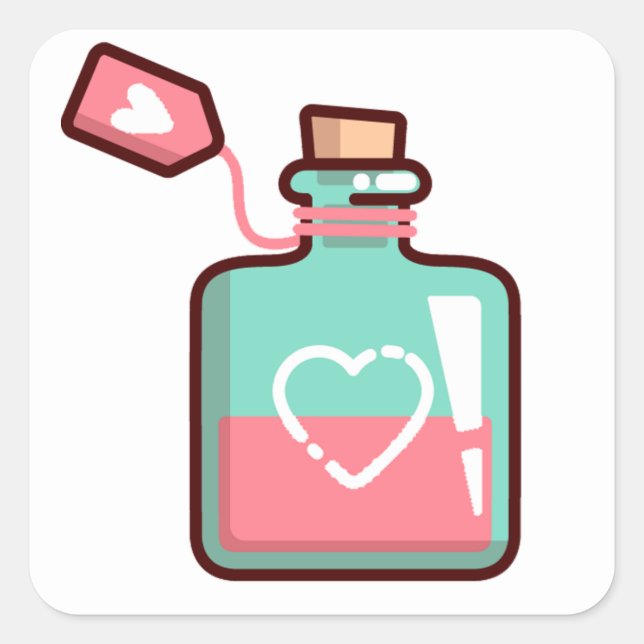 Love Potion Hearts Bottle Square Sticker (Front)