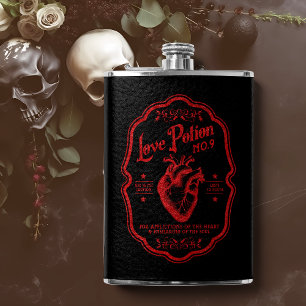 Love Potion No. 9 Red Glitter Hip Flask