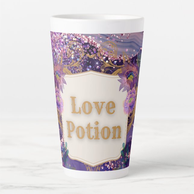 Love potion purple pattern art by Renee Lavoie Latte Mug (Front)