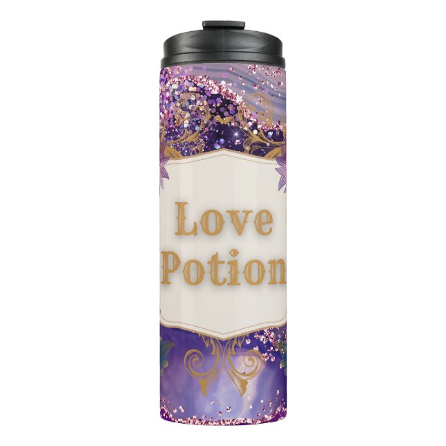 Love potion purple pattern art by Renee Lavoie Thermal Tumbler (Front)