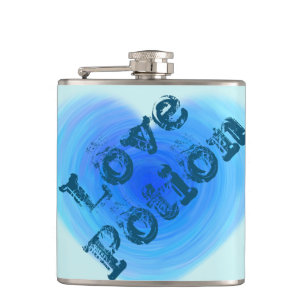 Love Potion Watercolor Heart Funny Alcohol Humour Hip Flask