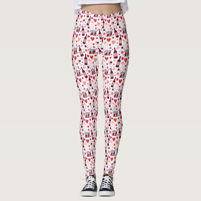 Love Potion Wine Seamless Pattern Leggings (Front)