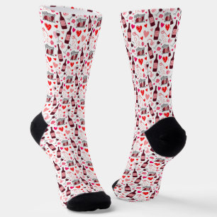 Love Potion Wine Seamless Pattern Socks