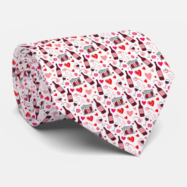 Love Potion Wine Seamless Pattern Tie (Rolled)