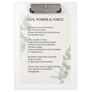 Love, Power, Force Poem Poetry Clipboard